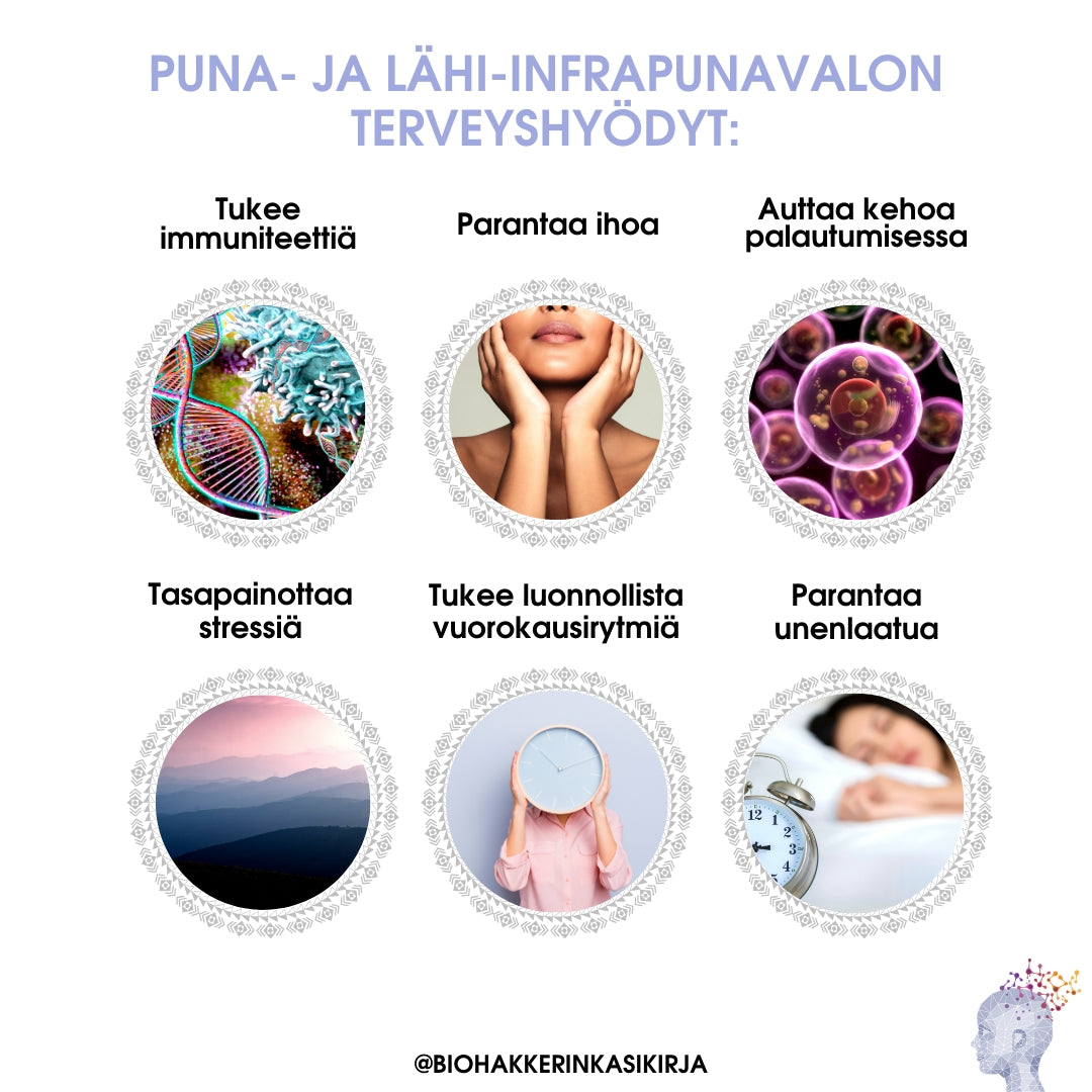 Fotobiomodulaation eli punavalon ja lähi-infrapunavalon terveyshyödyt